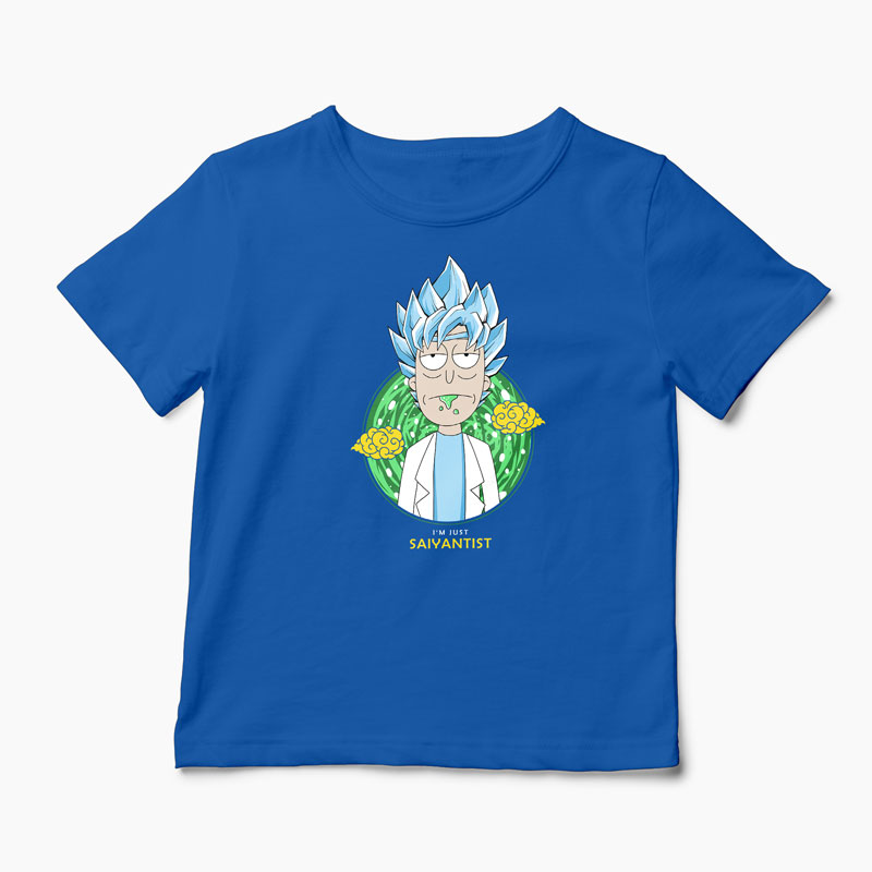 Tricou Rick Sanchez - I'm Just Saiyantist - Copii-Albastru Regal